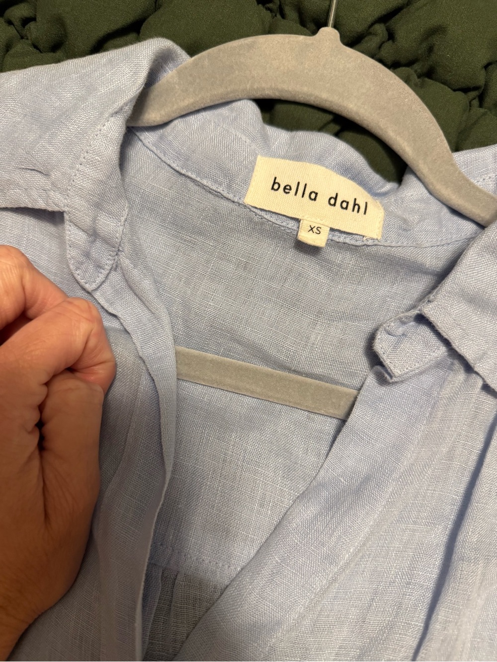 Bella Dahl Pale Blue 100% Linen Ruffle Sleeve Button Down Shirt - Picture 3 of 5